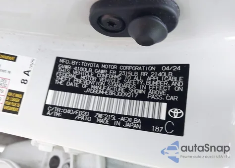 2024 Toyota Corolla Hybrid Le from USA, damaged, VIN JTDBDMHE8RJ009217